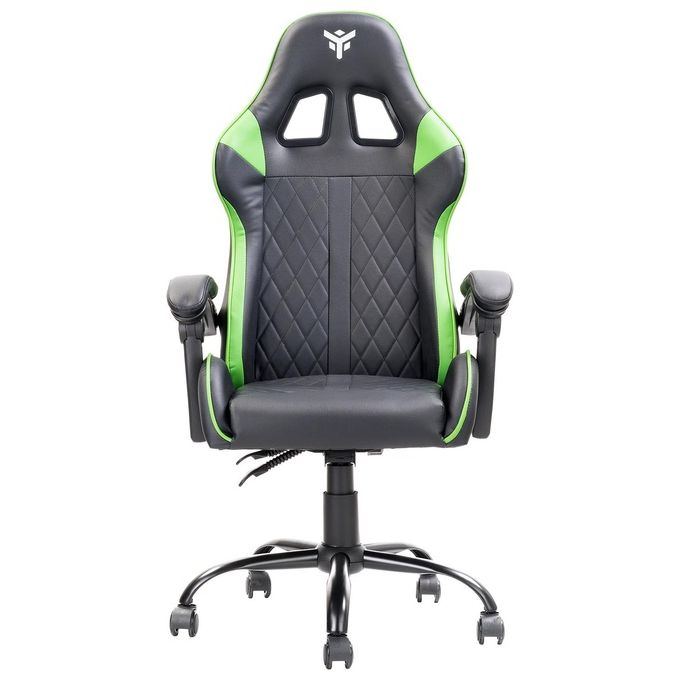 Itek Gaming Chair RHOMBUS PF10 - PVC, Doppio Cuscino, Schienale Reclinabile, Nero Verde