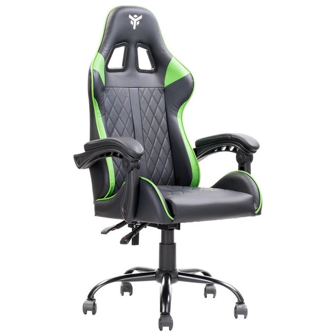 Itek Gaming Chair RHOMBUS PF10 - PVC, Doppio Cuscino, Schienale Reclinabile, Nero Verde
