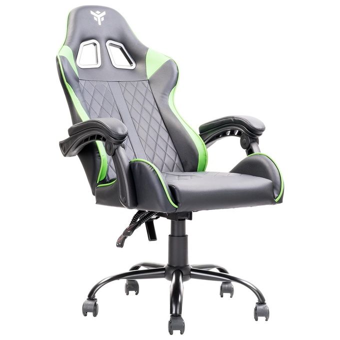 Itek Gaming Chair RHOMBUS PF10 - PVC, Doppio Cuscino, Schienale Reclinabile, Nero Verde