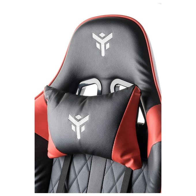 Itek Gaming Chair RHOMBUS PF10 - PVC, Doppio Cuscino, Schienale Reclinabile, Nero Rosso