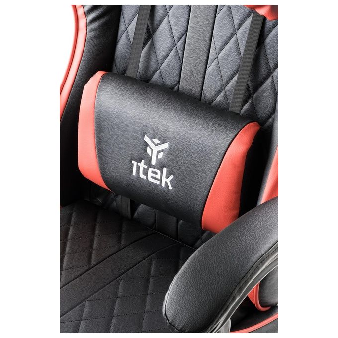Itek Gaming Chair RHOMBUS PF10 - PVC, Doppio Cuscino, Schienale Reclinabile, Nero Rosso
