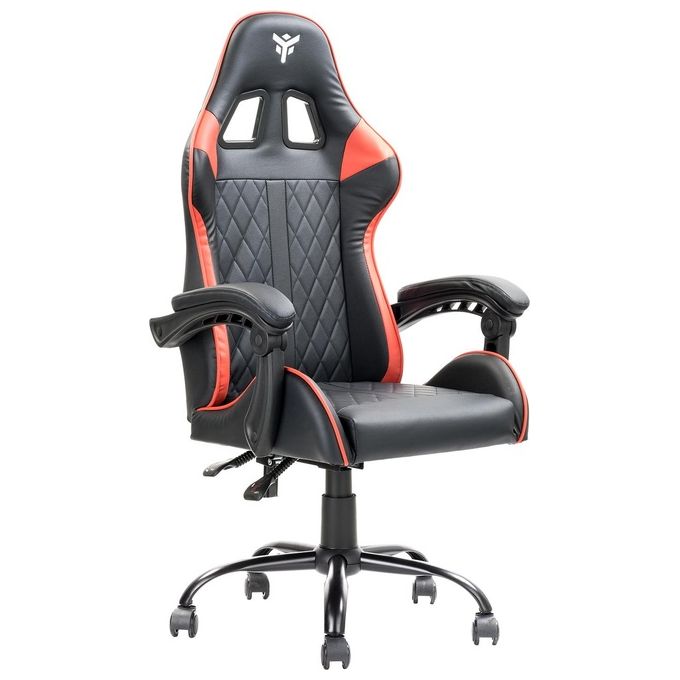 Itek Gaming Chair RHOMBUS PF10 - PVC, Doppio Cuscino, Schienale Reclinabile, Nero Rosso