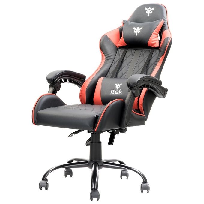 Itek Gaming Chair RHOMBUS PF10 - PVC, Doppio Cuscino, Schienale Reclinabile, Nero Rosso