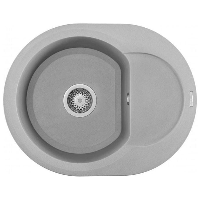 Elleci LMYR6079 Easy Round Lavello Metaltek Grigio Alluminio da incasso Gocciolatoio Reversibile 1 Vasca 60x47cm