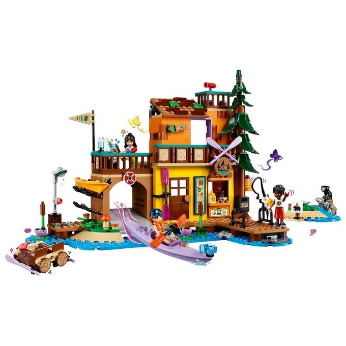 LEGO Friends 42626 Campo Avventura Sport Acquatici Giochi di Ruolo Educativi per Bambine e Bambini da 7 Anni con Molo e Campeggio Giocattolo da Costruire Accessori e 3 Personaggi Idea Regalo