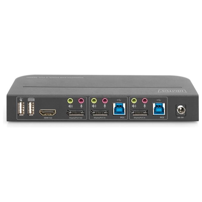 Digitus DS12850 Switch Kvm 2 Porte 4k60hz 2xDp In 1xDp-Hdmi Out
