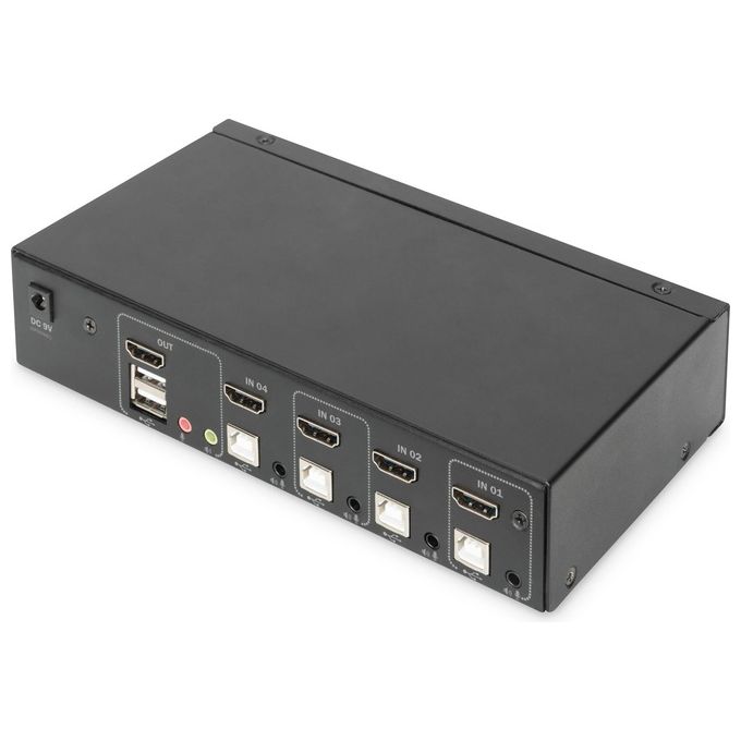 Digitus DS12880 Switch Kvm 4 Porte 4K 1 Schermo Hdmi Usb