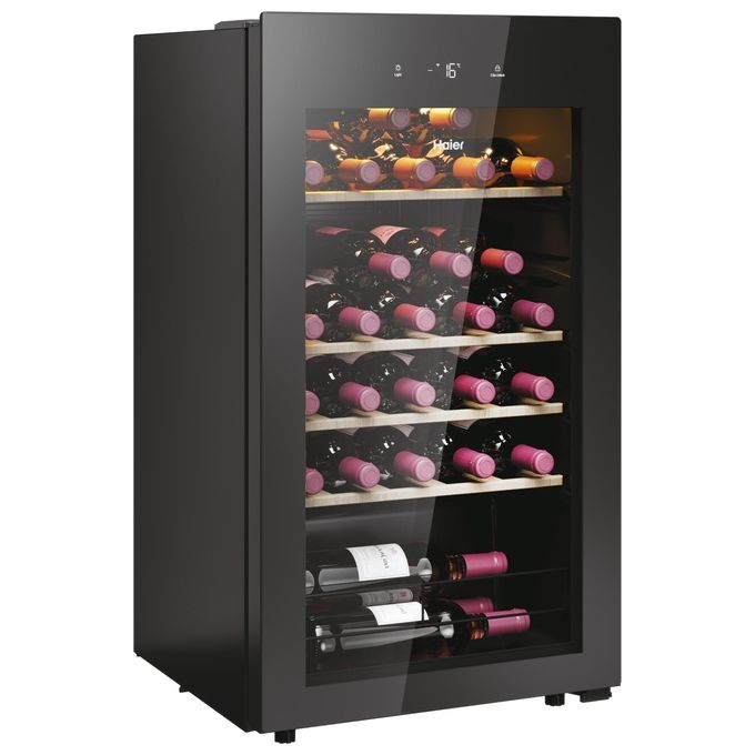 Haier Wine Bank 50 Serie 3 HWS34GGH1 Cantinetta Vino con Compressore Libera Installazione Nero 34 Bottiglie