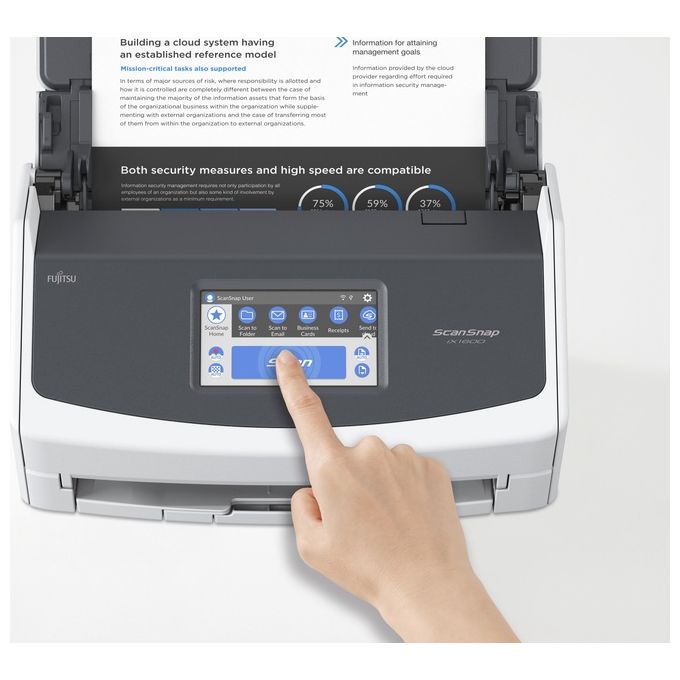Fujitsu IX1600 ADF + Scanner ad Alimentazione Manuale 600x600 Dpi A4 Nero-Bianco