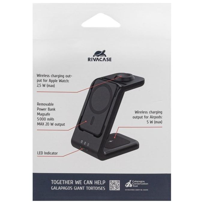 Rivacase VA4917 Caricabatterie Wireless Qi 15W con Batteria Esterna con Funzione di Ricarica Rapida Qc-Pd 5000 Mah