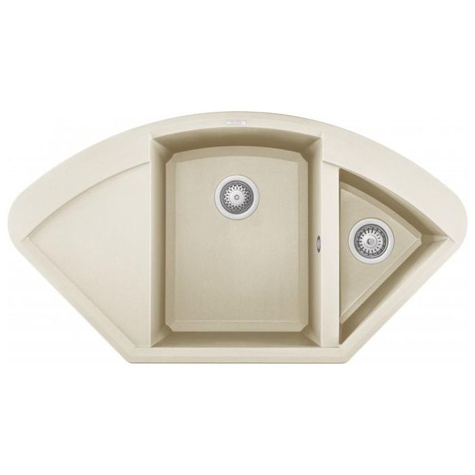 Elleci LGYCOR62 Easy Corner Lavello Granitek ad angolo gocciolatoio sinistro 2 Vasche 106 cm Bianco antico 62