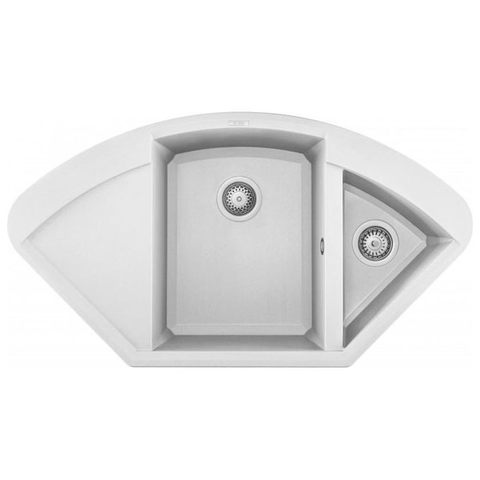 Elleci LGYCOR68 Easy Corner Lavello Granitek ad angolo gocciolatoio sinistro 1 Vasca e mezza 106 cm Bianco