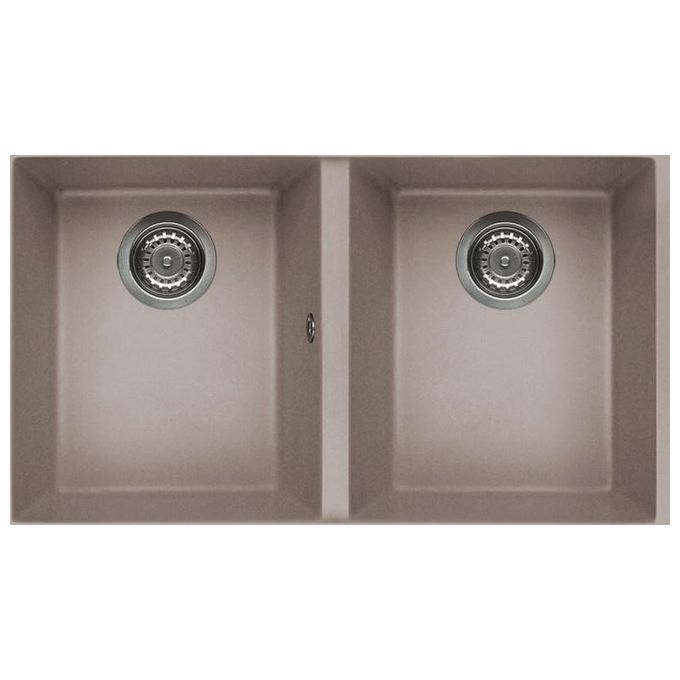 Elleci LGQ35043BSO serie Quadra 350 Sottotop Lavello Granitek Tortora G43 da incasso 2 Vasche 79x50cm