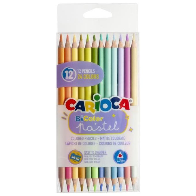 Carioca Confezione 12 Matite Pastel Bi-Color