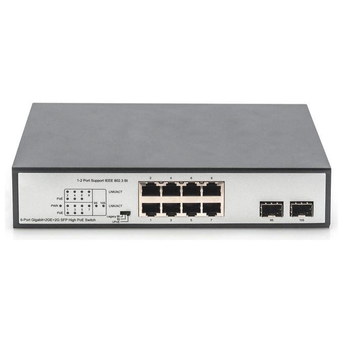 Digitus Switch Gigabit 8 Porte con 6 x Porte Poe 2 x Rj45 2 x Sfp Uplink 802.3 Af-at-bt