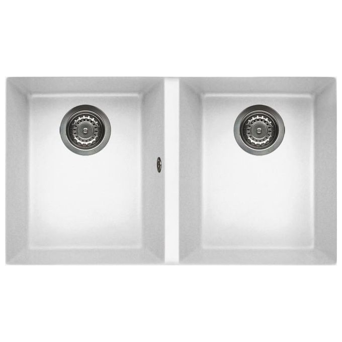 Elleci LKQ35096BSO Quadra 350 Lavello Keratek 2 Vasche 76 cm Bianco