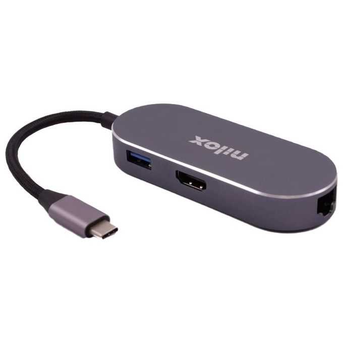 Nilox NXDSUSBC02 Mini Docking Stat Hdmi 3 Usb Pd Eth Usb Tipo-C