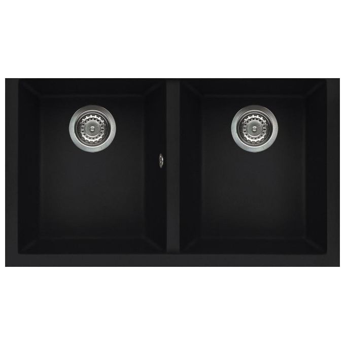 Elleci LKQ35086 Quadra 350 Lavello Keratek Plus 2 Vasche 79 cm Nero