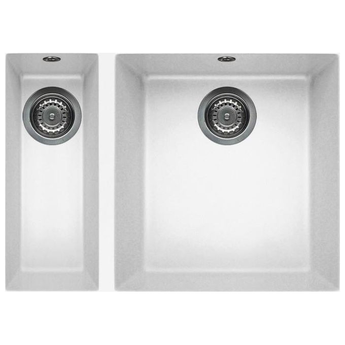 Elleci LKQ15096 Quadra 150 Lavello Keratek Plus 2 59 cm Vasche Bianco
