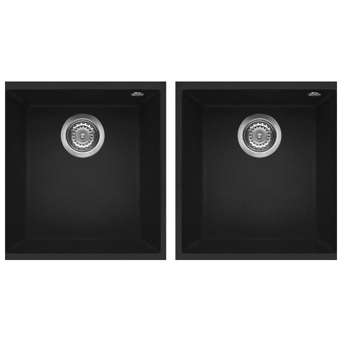 Elleci LGQ20040BSO Quadra 200 Lavello Granitek 2 Vasche 34 cm Nero