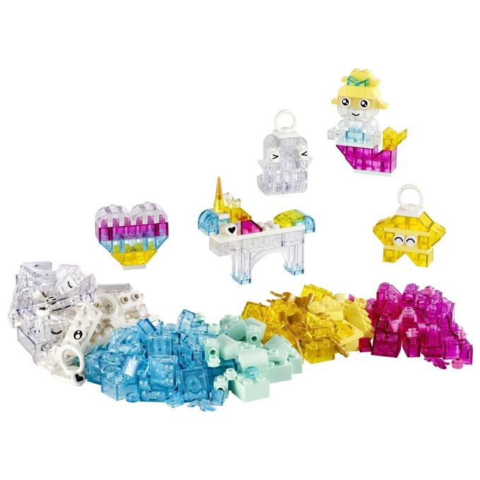 LEGO Classic Scatola Magica Trasparente - Mattoncini Colorati e Clip Portachiavi - Crea Unicorni Giocattolo Draghi Uccelli e altre Figure Kit Arti e Mestieri per Bambine e Bambini da 5 Anni - 11040