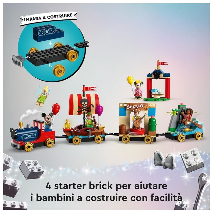 LEGO Disney 43212 Treno delle Celebrazioni Disney 100° Anniversario con Carri Giocattolo e Figure di Topolino e Minnie