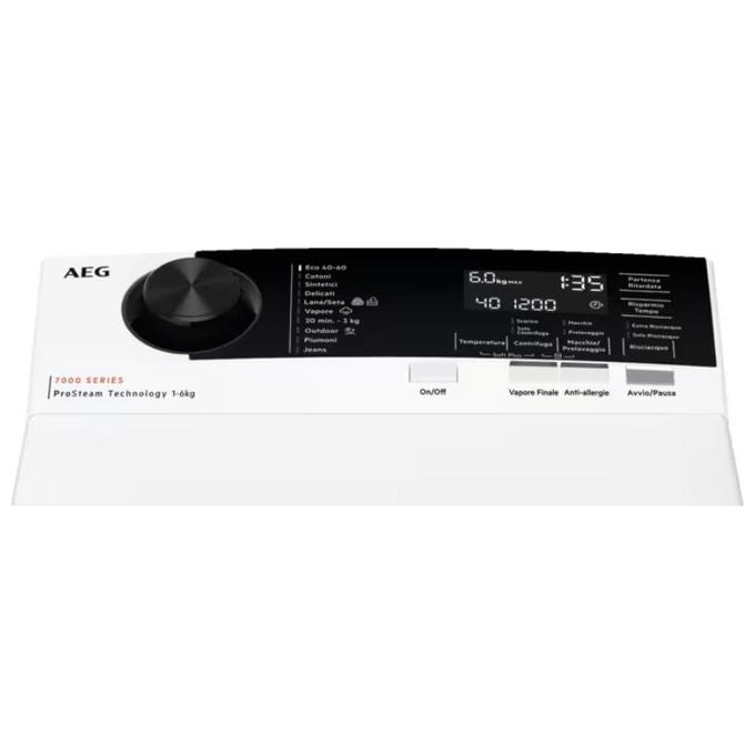 AEG LTR7E36S Serie 7000 Lavatrice Carica Alto 6 Kg 1300 rpm Classe A ProSteam Display LCD (89x40x60 cm) colore Bianco