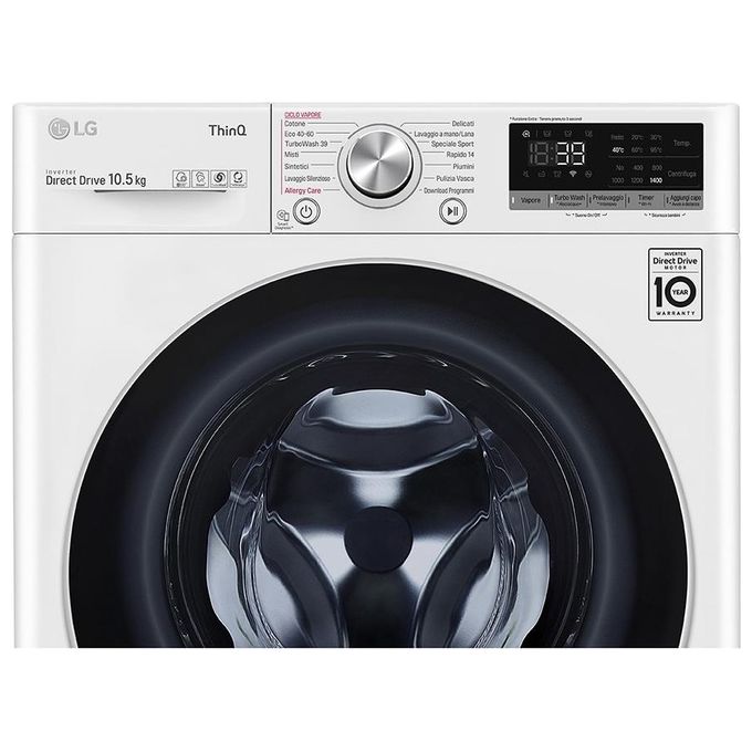 LG F4WV710S1E Lavatrice Carica Frontale Direct Drive  AI DD Classe energetica A Capacita' di carico 10,5 Kg Centrifuga 1400 giri Motore Inverter TurboWash 360 Vapore Wi-Fi