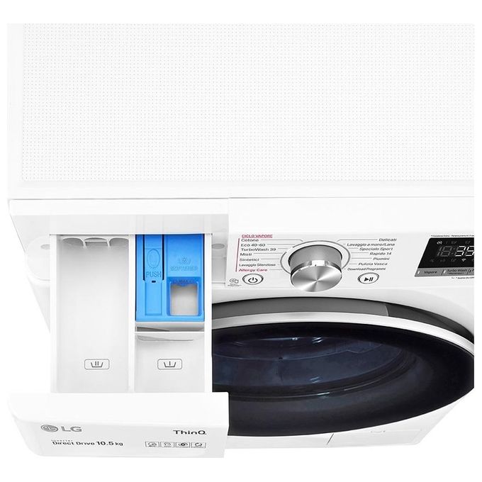 LG F4WV710S1E Lavatrice Carica Frontale Direct Drive  AI DD Classe energetica A Capacita' di carico 10,5 Kg Centrifuga 1400 giri Motore Inverter TurboWash 360 Vapore Wi-Fi