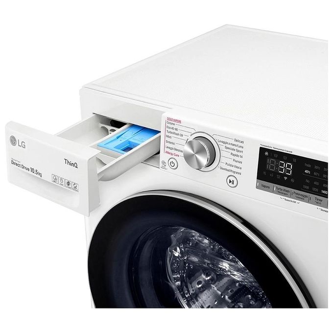 LG F4WV710S1E Lavatrice Carica Frontale Direct Drive  AI DD Classe energetica A Capacita' di carico 10,5 Kg Centrifuga 1400 giri Motore Inverter TurboWash 360 Vapore Wi-Fi