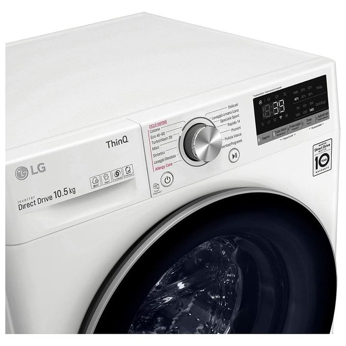 LG F4WV710S1E Lavatrice Carica Frontale Direct Drive  AI DD Classe energetica A Capacita' di carico 10,5 Kg Centrifuga 1400 giri Motore Inverter TurboWash 360 Vapore Wi-Fi