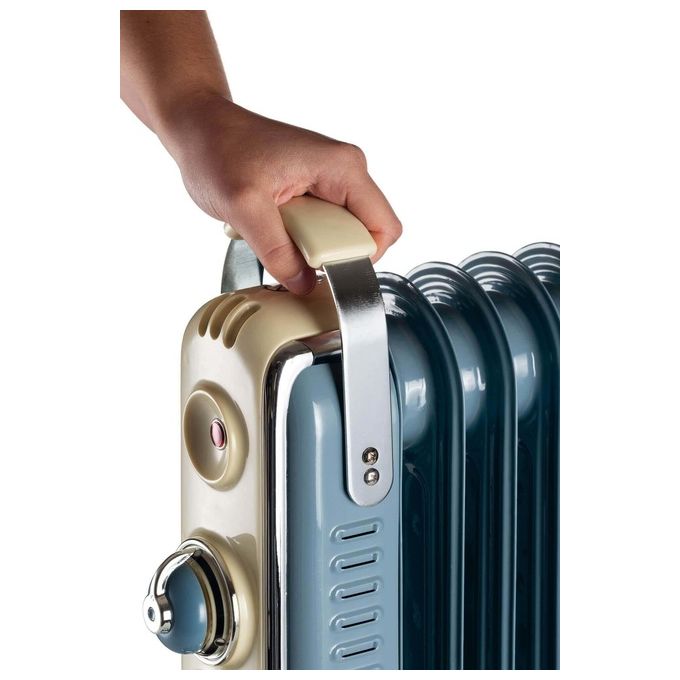 Ariete 838 Radiatore a Olio Vintage 9 Elementi Riscaldanti 2000W Celeste