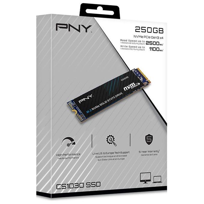 Unita' a stato solido interna - PNY - CS1030 M.2 GEN3 - 250 GB - NVMe (M280CS1030-250-RB)