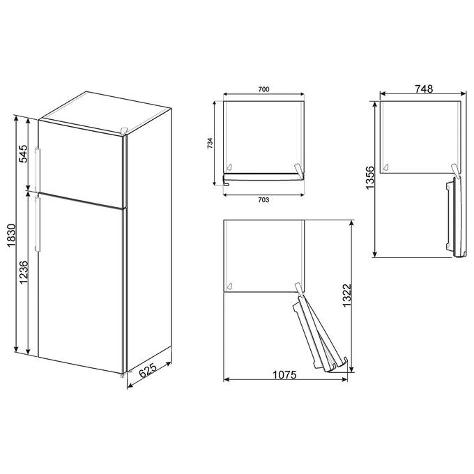 Smeg FD70EN4HM Estetica Universale Frigorifero Doppia Porta Capacita' 434 Litri Classe energetica E 183 cm Total No Frost Effetto Marmo