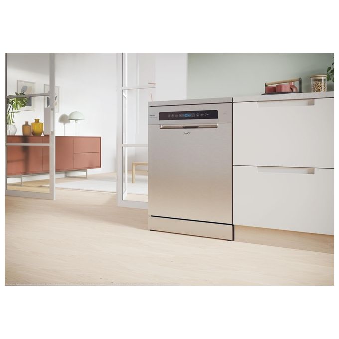 Candy RapidÓ CF 6C4F1X Lavastoviglie libera installazione 16 Coperti Wi-Fi  BLE Connesso 8 Programmi Smart Basket e Smart Door Classe C Inox