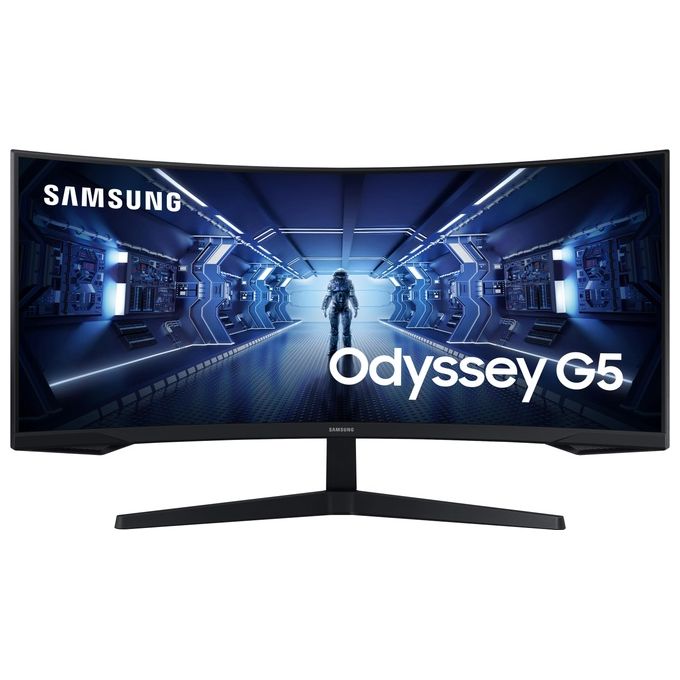 Samsung Monitor Gaming Odyssey G5 (C34G55), Curvo (1000R), 34'', 3440x1440 (Ultra WQHD), 21:9, HDR10, VA, 165 Hz, 1 ms, FreeSync Premium, HDMI, Display Port, Ingresso Audio, PBP, Flicker Free