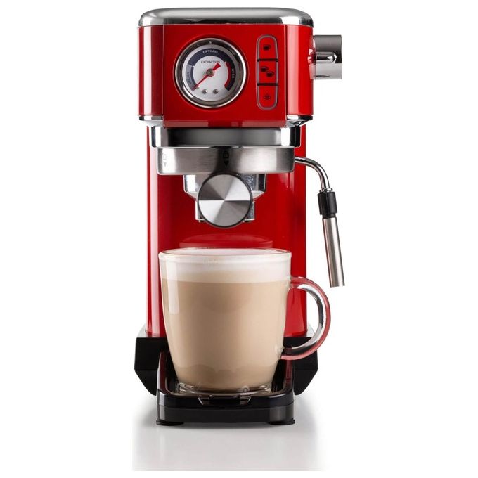Ariete 1381 Macchina da Caffe' Espresso Rosso Metal Slim Manometro 1300W Capacita 1.1 Litro