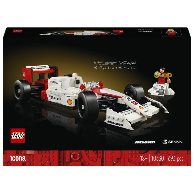 LEGO 10330 Icons Modellino da Costruire McLaren MP4-4 con Minifigure di Ayrton Senna 693 pezzi colore Nero