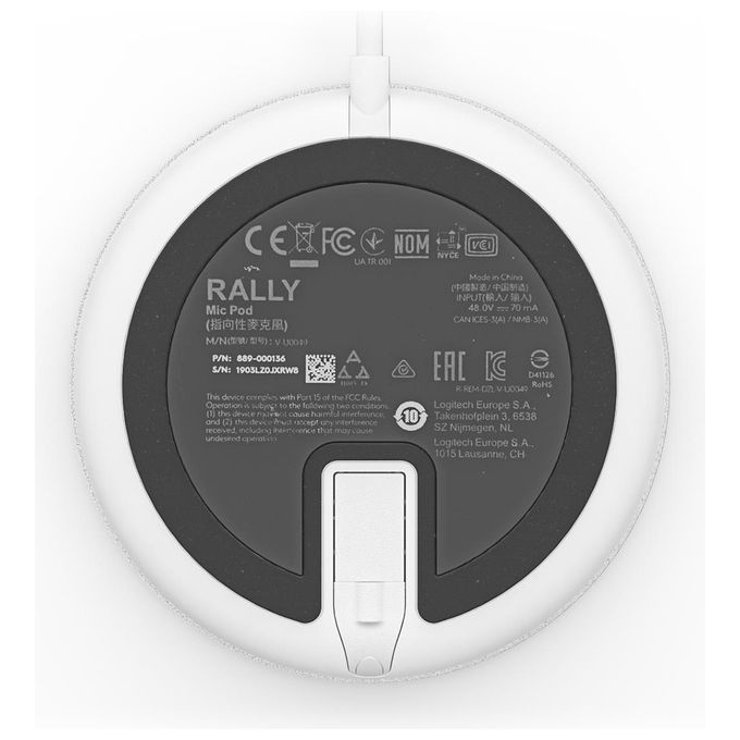 Logitech Rally Mic Pod Microfono Bianco