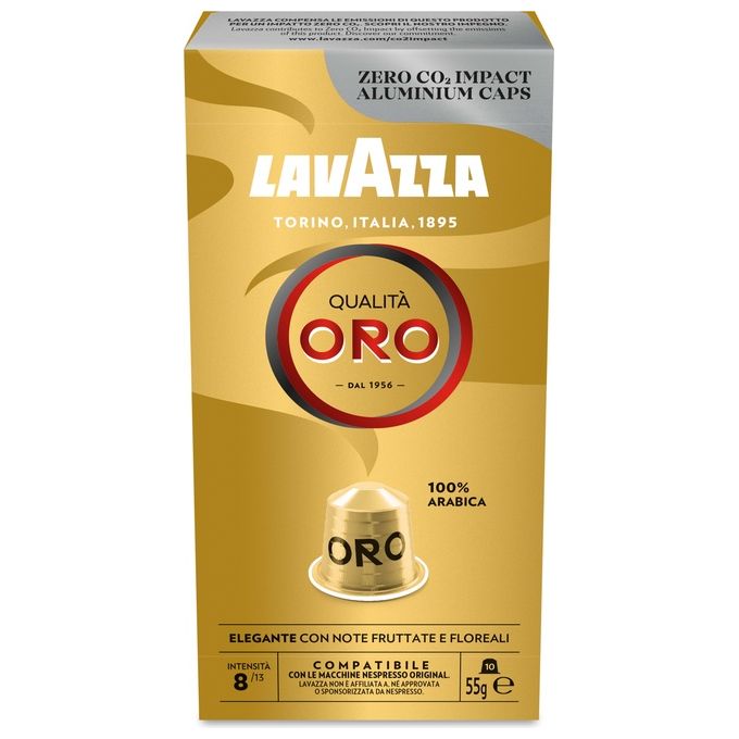 Lavazza 7001 Qualita' Oro Capsule Caffe' Compatibili Nespresso 100% Arabica Intensita' 8 10 pz colore Oro