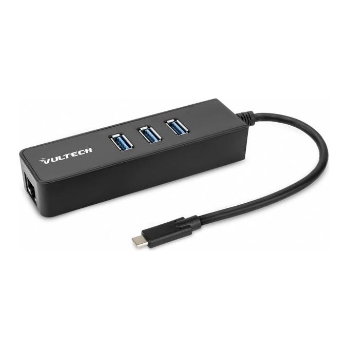 Vultech Adattatore Type-C Multiporta ATC-02 Hub con 3 USB3.0 e Una Porta RJ45 Gigabit