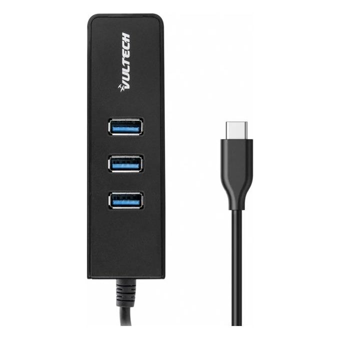 Vultech Adattatore Type-C Multiporta ATC-02 Hub con 3 USB3.0 e Una Porta RJ45 Gigabit