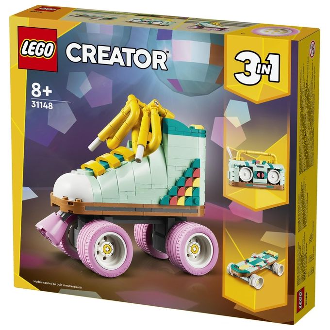 LEGO Creator 31148 3in1 Pattino a Rotelle Retro' Trasformabile in Mini Skateboard o Radio Giocattolo, Giochi per Bambini 8+