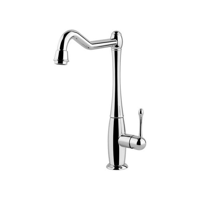 Elleci Queen MIKQUECR - Miscelatore da cucina monocomando, da incasso, Acciaio inox, canna girevole alta, 31,5 cm, Cromo