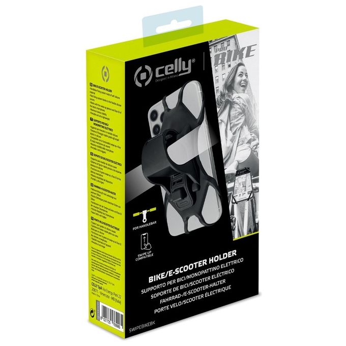 Celly Swipe Supporto per Smartphone da Bici Nero