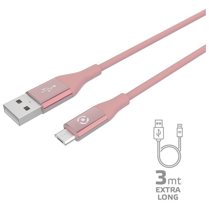Celly Usb Micro Color 3mt Rosa