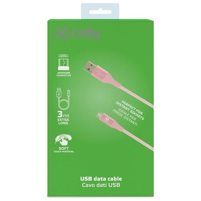 Celly Usb Micro Color 3mt Rosa