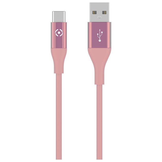 Celly USBTYPECCOLORPK Cavo USB A USB C 1 m USB 2.0 Silicone Ricarica e Sincronizzazione colore Rosa