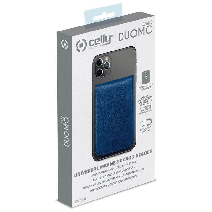 Celly Duomo Card Holder Portacarte per Smartphone Blu