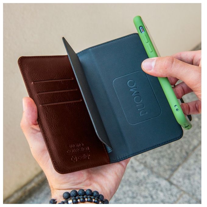 Celly Duomo Wallet Case Cover per Smartphone 6.5'' Marrone